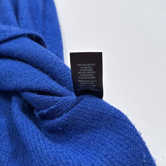 Anthropologie Amadi Robe Dress Size XS Blue Short A Line Wrap Neck Knit Stretch - Picture 5 of 7